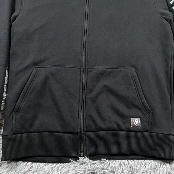 Ariat Sweatshirt Large Tall Black Hoodie All Weather Full Zip Fleece Lined Mens - Picture 4 of 16